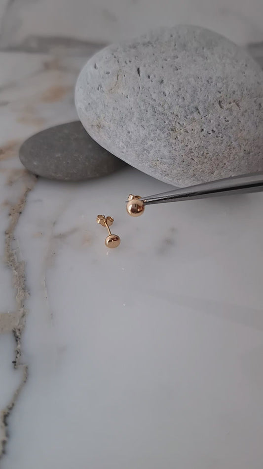 9ct Gold Round Button Studs