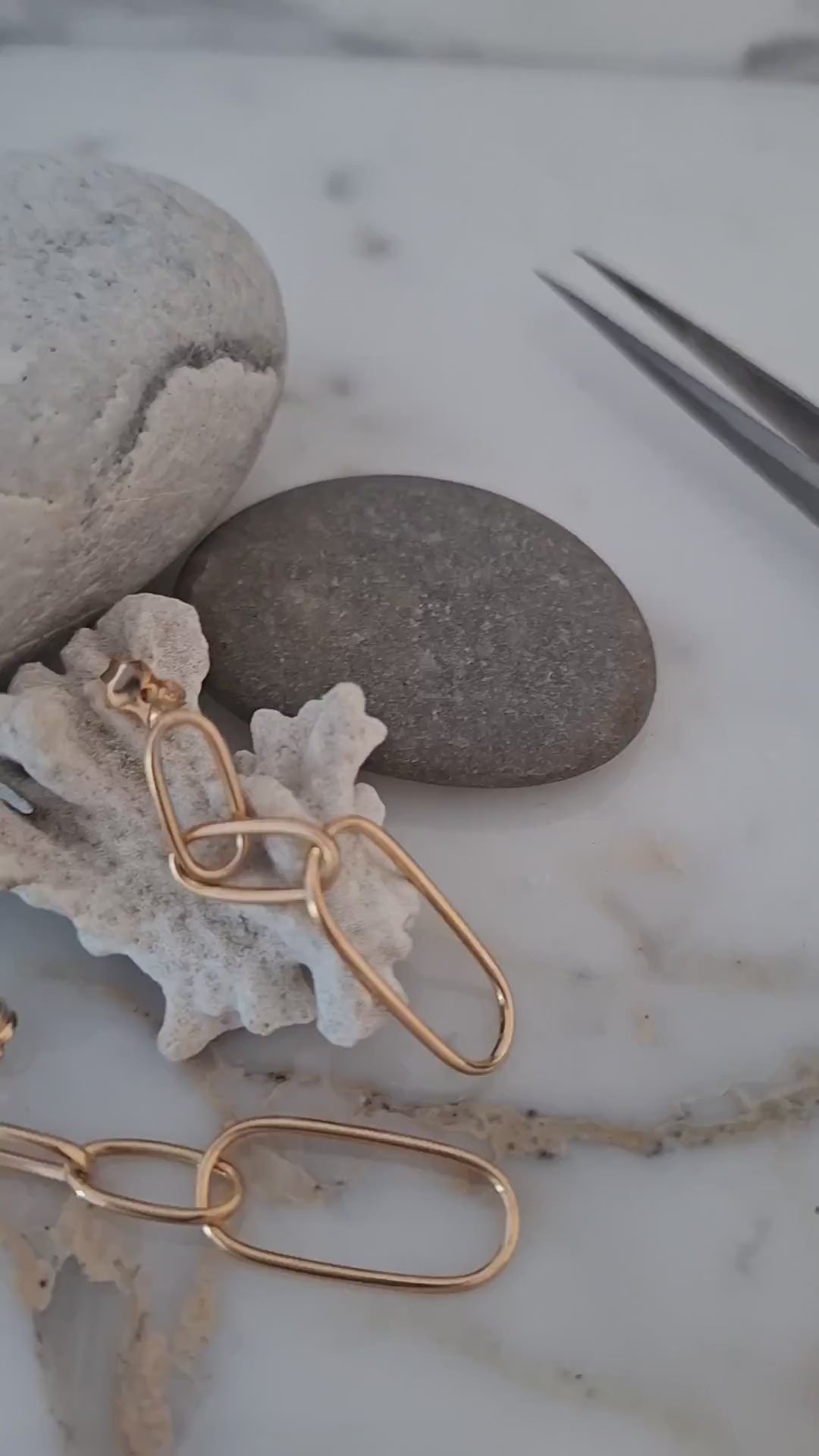 Unique 9ct Gold Paperclip Drop Earrings | Modern Statement