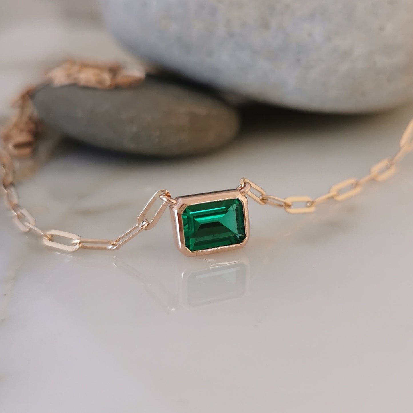 Carmen - Paperclip Emerald Necklace