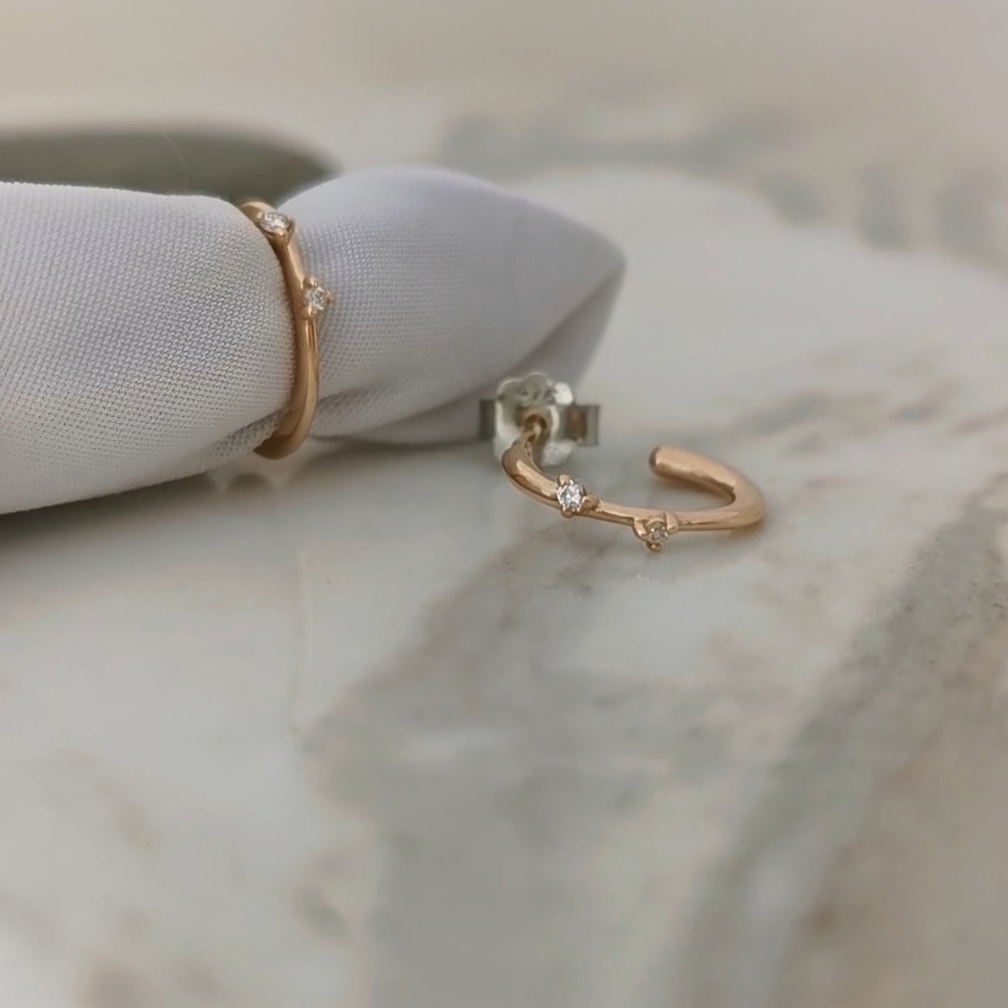 Unique 9ct Gold and Diamond Hoops