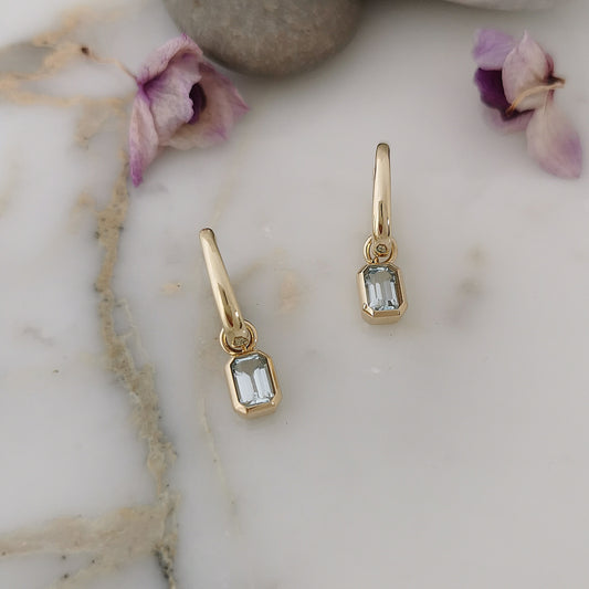 9ct Gold Blue Topaz Charms for Hoop Earrings