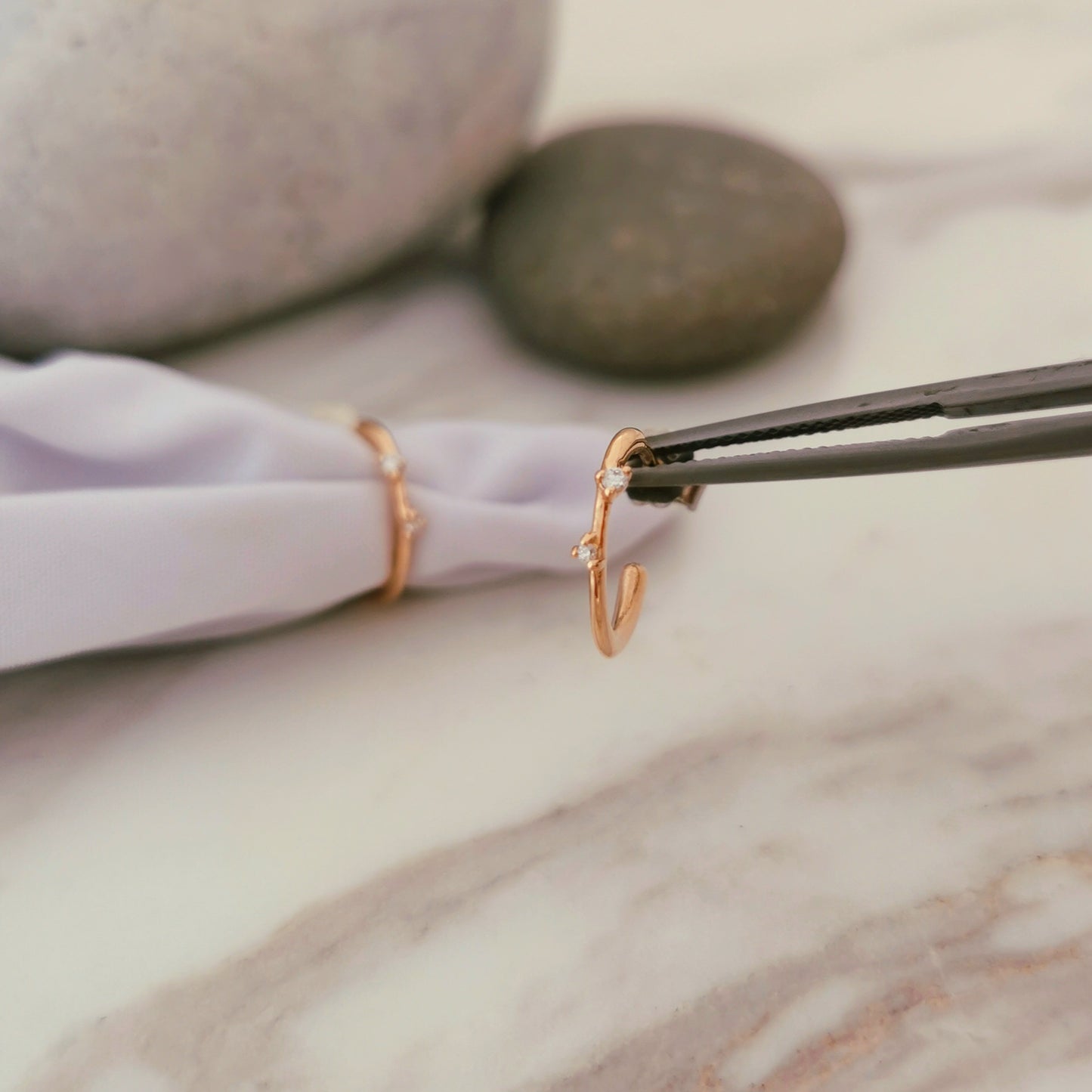 Unique 9ct Gold and Diamond Hoops