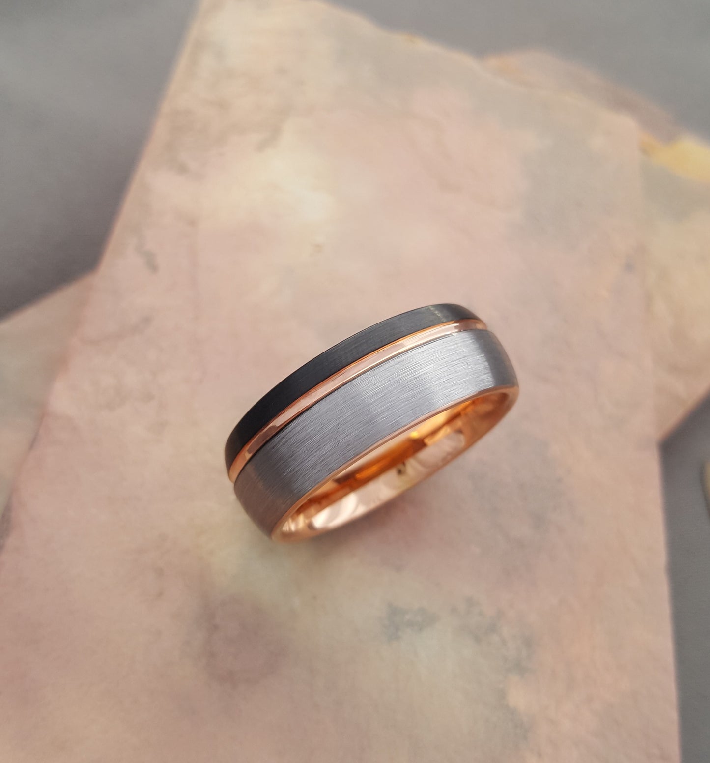 Tri-Colour Tungsten Ring