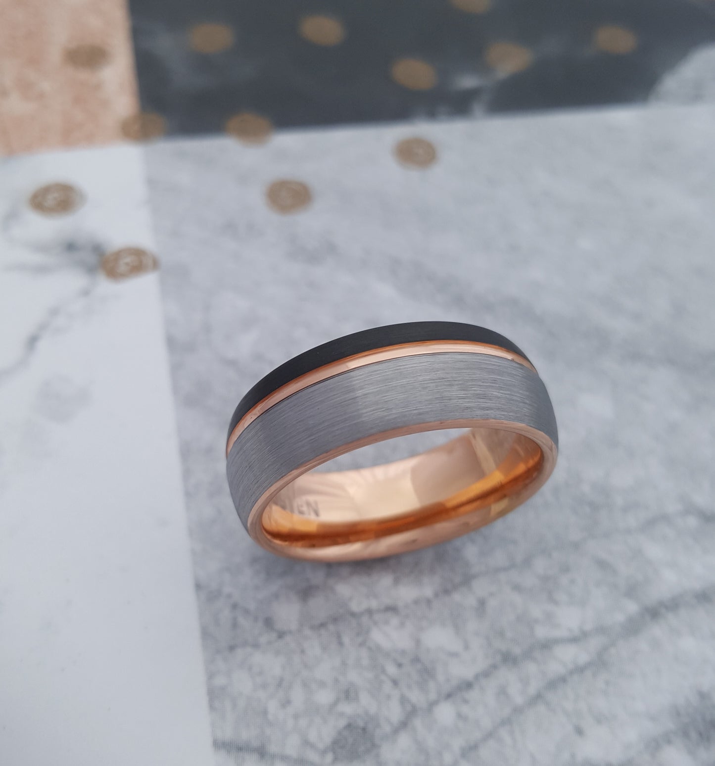 Tri-Colour Tungsten Ring