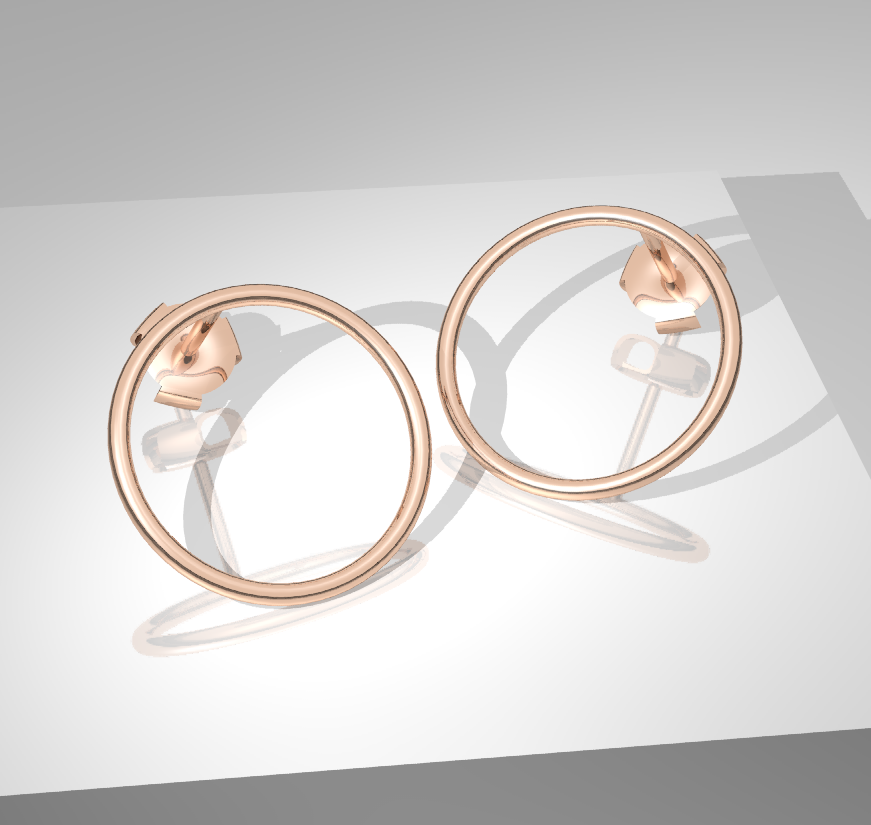 9ct Blush Gold Circle Stud Earrings 15.5mm in Diameter