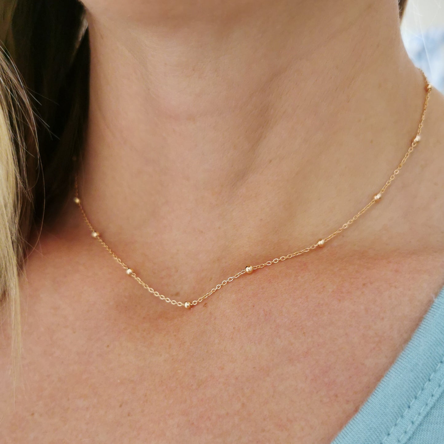 Delicate 9ct Gold Beaded Chain