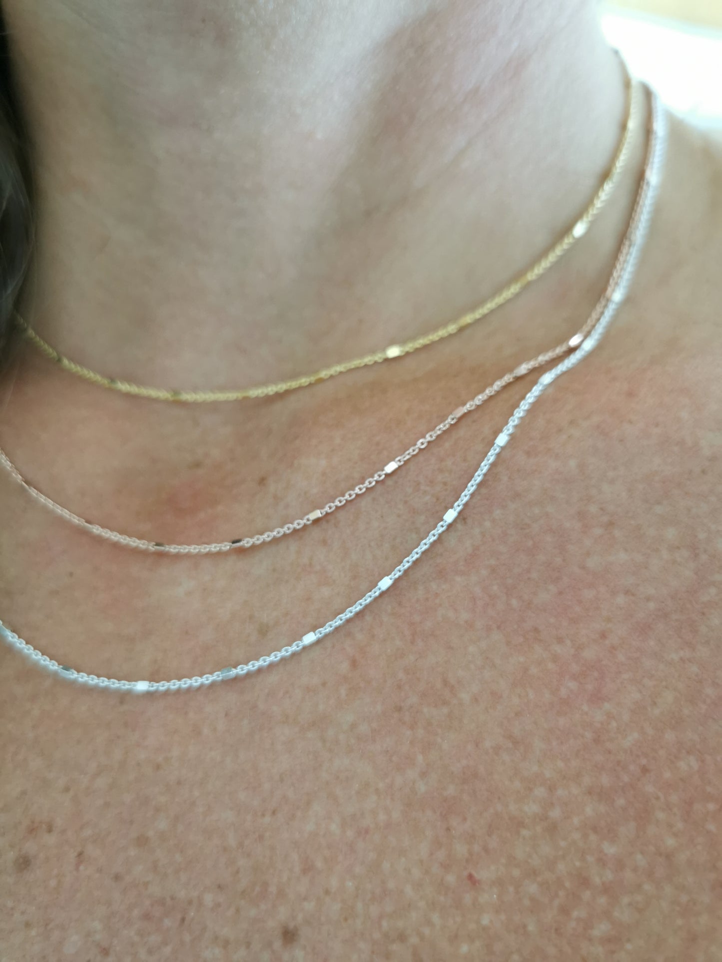 Tiny Tube Sterling Silver Chain