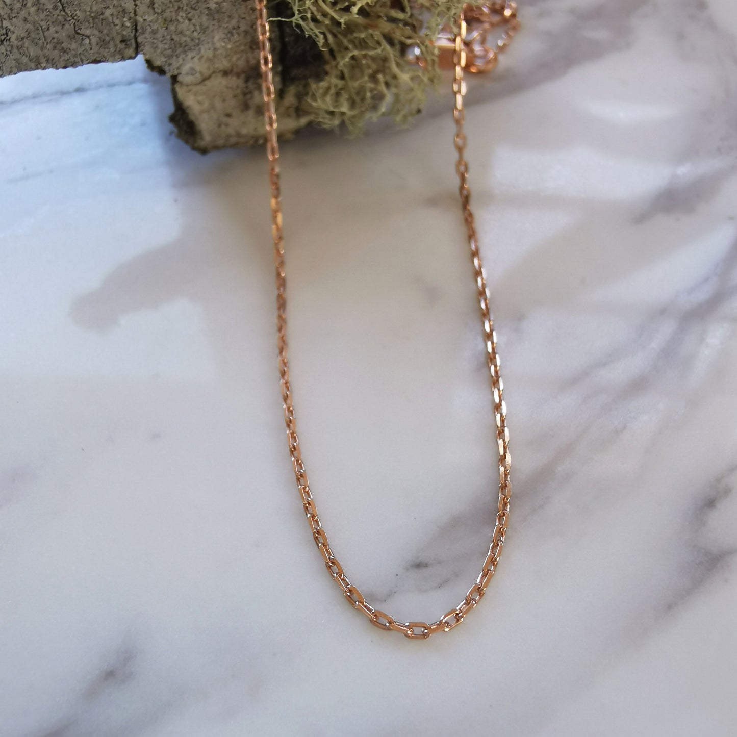 Dainty Diamond Cut Rose Gold Plated Silver Chain