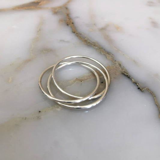 Silver Russian Ring Consisting of 3 x 1mm Wire Bands