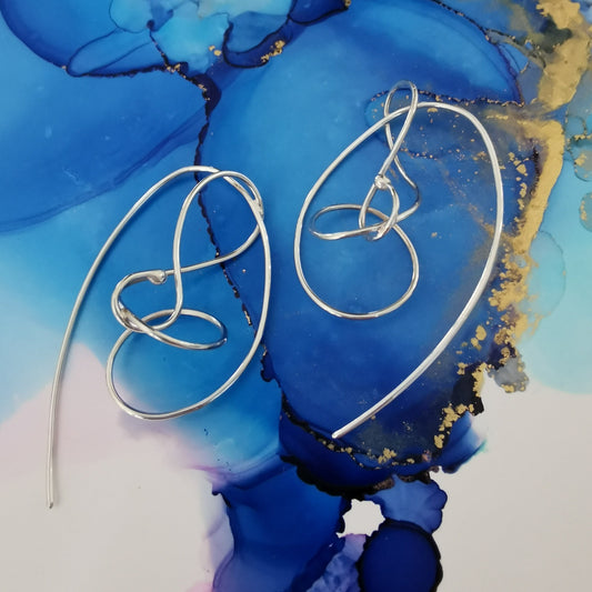 Sea Swirl Silver Drop Earrings